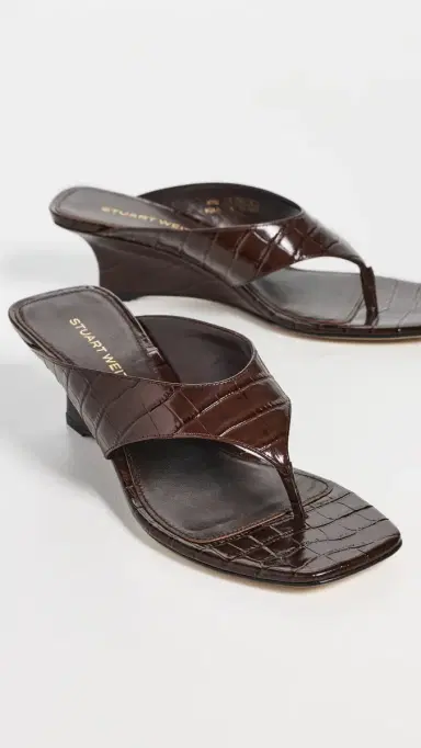 Stuart Weitzman Vinnie Wedge Sandals 50mmm Walnut | Thumbnail 5