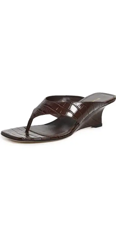 Stuart Weitzman Vinnie Wedge Sandals 50mmm Walnut | Thumbnail 1