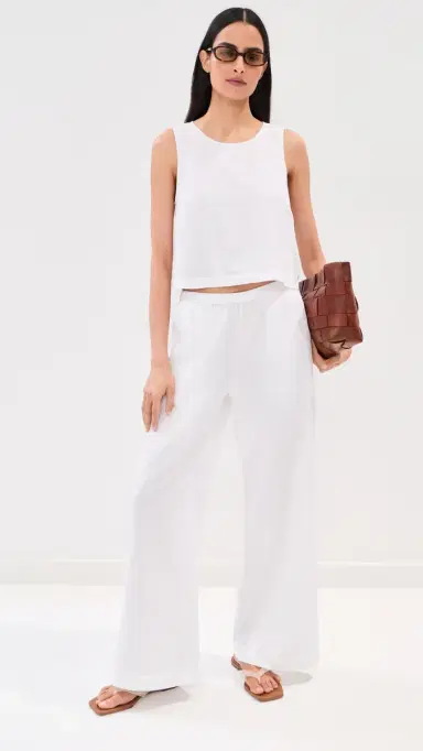 LE BOP Margot Linen Wide eg Pants White | Thumbnail 5
