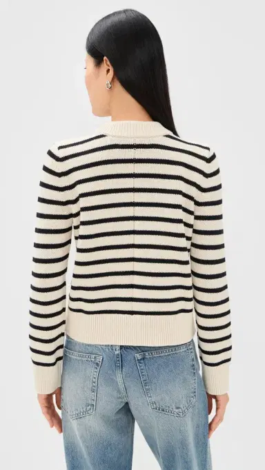 Sold Out NYC The Favorite Crew Stripe Pullover Black & Cream Stripe | Thumbnail 3 Sold Out NYC The Favorite Crew Stripe Pullover Black & Cream Stripe | Thumbnail 3