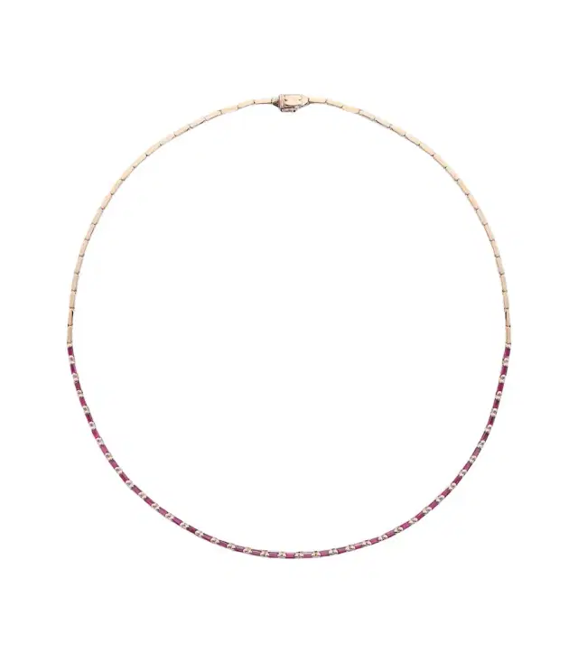 Suzanne Kalan 18kt rose gold tennis necklace with rubies