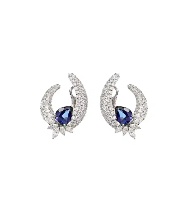 Yeprem Reign Supreme 18kt white gold earrings with diamonds and sapphires