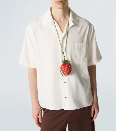 Loewe Strawberry raffia coin purse with strap | Thumbnail 3