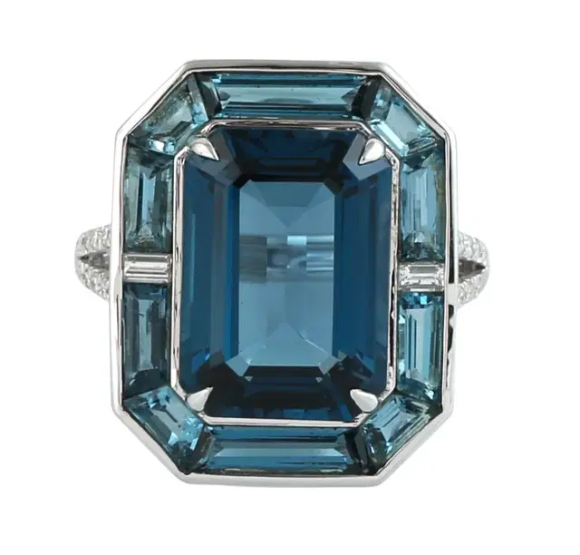 11.81ct Diamond Topaz 14K Gold Cocktail Ring
