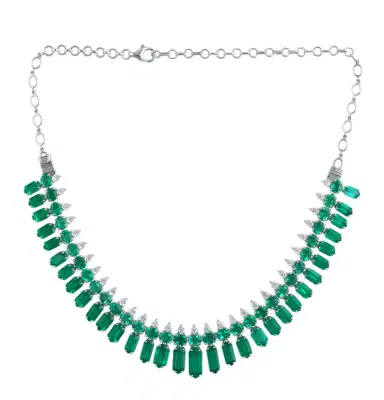 Wish Fine Jewelry 12.54ct Diamond Emerald 18K Gold Floating Necklace | Thumbnail 1 Wish Fine Jewelry 12.54ct Diamond Emerald 18K Gold Floating Necklace | Thumbnail 1