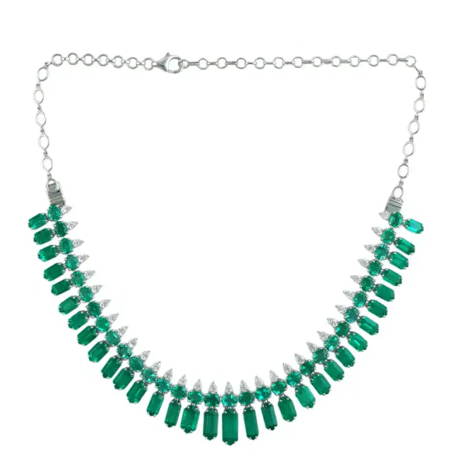 Wish Fine Jewelry 12.54ct Diamond Emerald 18K Gold Floating Necklace