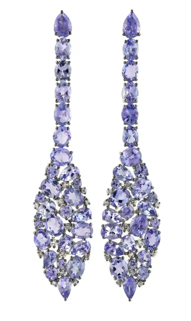 Wish Fine Jewelry 14.19ct Diamond Tanzanite 18K Gold Drop Earrings | Thumbnail 1