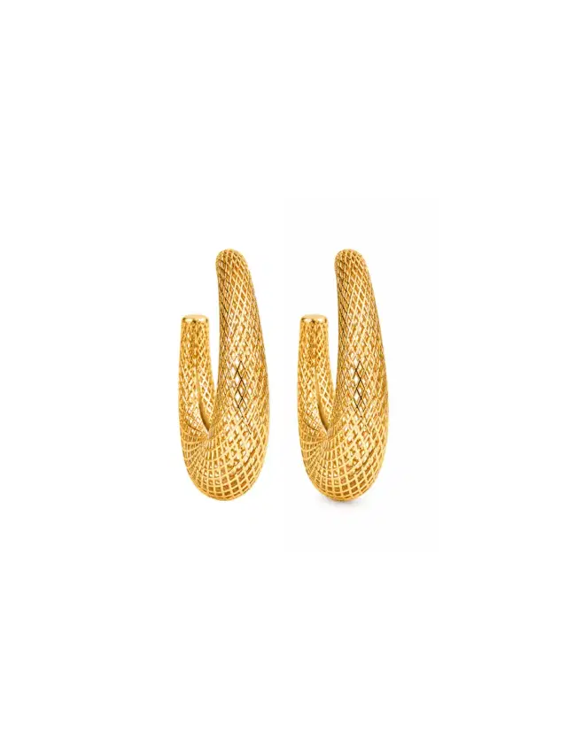 18K Gold Statement Geometric Hoop Earrings