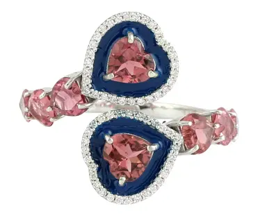 Wish Fine Jewelry 2.38ct Diamond Tourmaline 14K Gold Heart Bypass Ring | Thumbnail 1