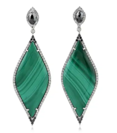 Wish Fine Jewelry 31.04ct Diamond Malachite 18K Gold Drop Earrings | Thumbnail 1 Wish Fine Jewelry 31.04ct Diamond Malachite 18K Gold Drop Earrings | Thumbnail 1