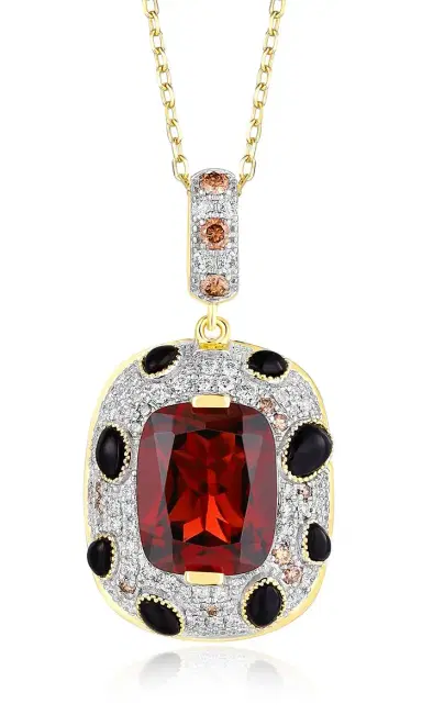Wish Fine Jewelry 4035ct Diamond Garnet 14K Gold Bezel Pendant | Thumbnail 1 Wish Fine Jewelry 4035ct Diamond Garnet 14K Gold Bezel Pendant | Thumbnail 1