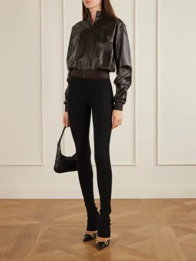 Gucci Cropped Leather Bomber Jacket | Thumbnail 2