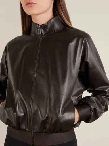 Gucci Cropped Leather Bomber Jacket | Thumbnail 4