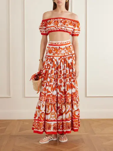 Dolce & Gabbana Printed Cotton-poplin Maxi Skirt | Thumbnail 2 Dolce & Gabbana Printed Cotton-poplin Maxi Skirt | Thumbnail 2