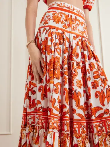 Dolce & Gabbana Printed Cotton-poplin Maxi Skirt | Thumbnail 4 Dolce & Gabbana Printed Cotton-poplin Maxi Skirt | Thumbnail 4