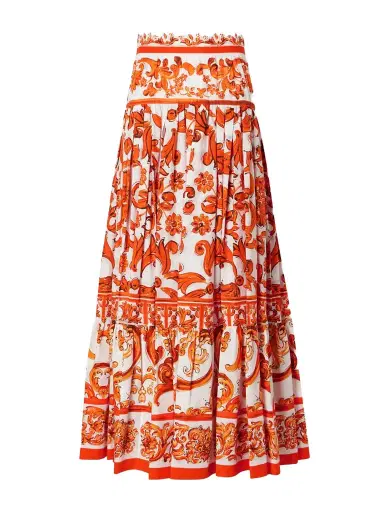 Dolce & Gabbana Printed Cotton-poplin Maxi Skirt | Thumbnail 1 Dolce & Gabbana Printed Cotton-poplin Maxi Skirt | Thumbnail 1