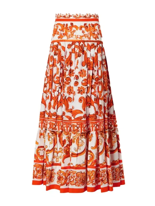 Printed Cotton-poplin Maxi Skirt