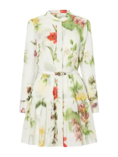 Oscar de la Renta Belted Floral-print Cotton-voile Mini Dress | Thumbnail 1 Oscar de la Renta Belted Floral-print Cotton-voile Mini Dress | Thumbnail 1