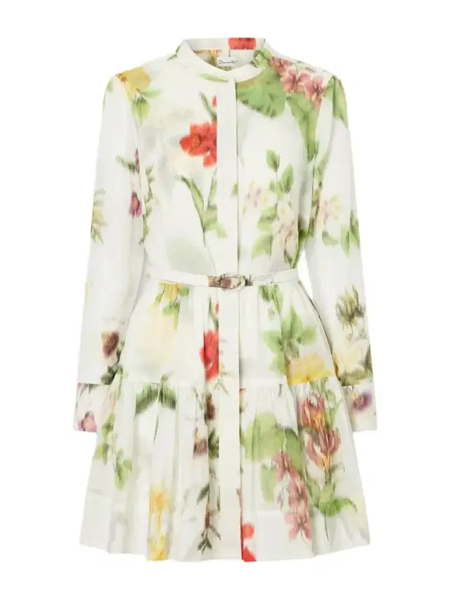 Belted Floral-print Cotton-voile Mini Dress