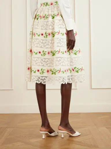 Oscar de la Renta Floral-print Lace-trimmed Cotton-blend Midi Skirt | Thumbnail 3 Oscar de la Renta Floral-print Lace-trimmed Cotton-blend Midi Skirt | Thumbnail 3
