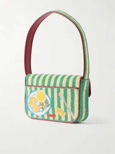 Staud Tommy Bead-embellished Leather-trimmed Satin Shoulder Bag | Thumbnail 4 Staud Tommy Bead-embellished Leather-trimmed Satin Shoulder Bag | Thumbnail 4