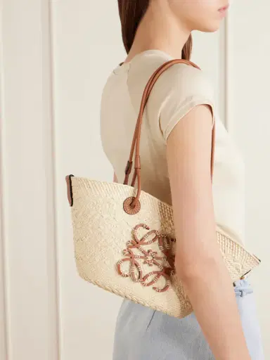 Loewe + Paula's Ibiza Anagram Basket Leather-trimmed Raffia Shoulder Bag | Thumbnail 2 Loewe + Paula's Ibiza Anagram Basket Leather-trimmed Raffia Shoulder Bag | Thumbnail 2