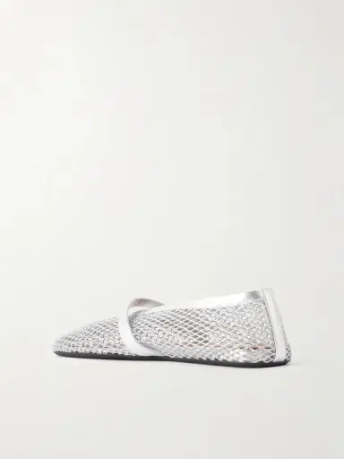 Alaïa Metallic Leather-trimmed Mesh Ballet Flats | Thumbnail 3