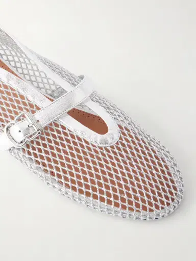 Alaïa Metallic Leather-trimmed Mesh Ballet Flats | Thumbnail 5