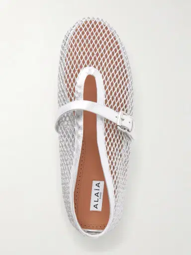 Alaïa Metallic Leather-trimmed Mesh Ballet Flats | Thumbnail 6