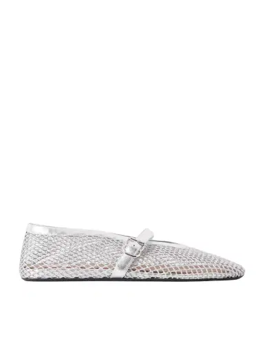 Alaïa Metallic Leather-trimmed Mesh Ballet Flats | Thumbnail 1