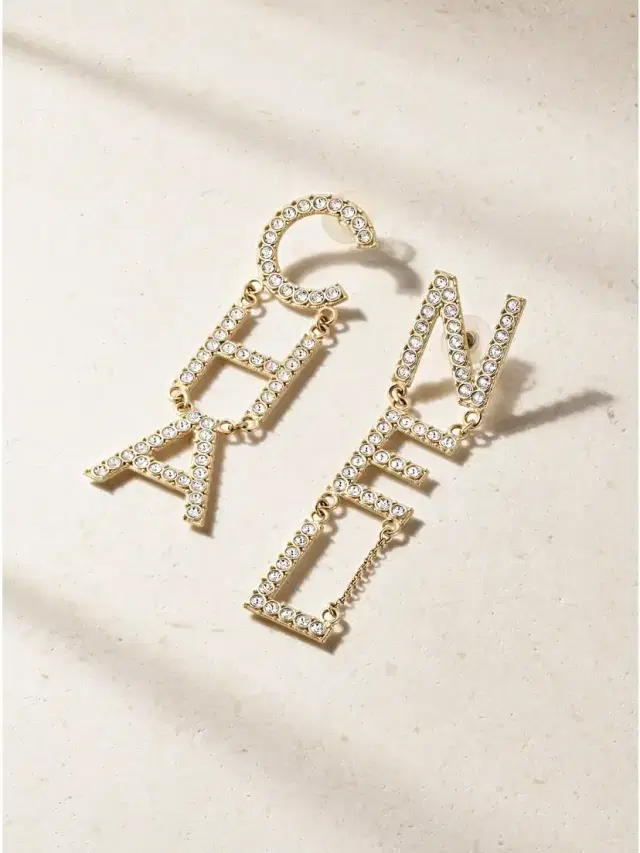 + Chanel Vintage 2020 Gold-plated Swarovski Crystal Earrings