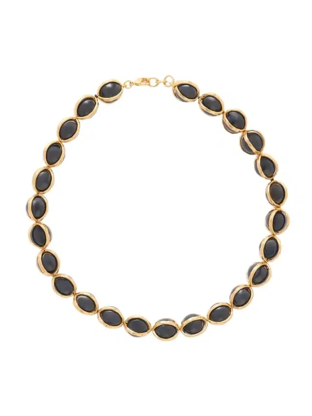 Gold-tone Onyx Beaded Necklace