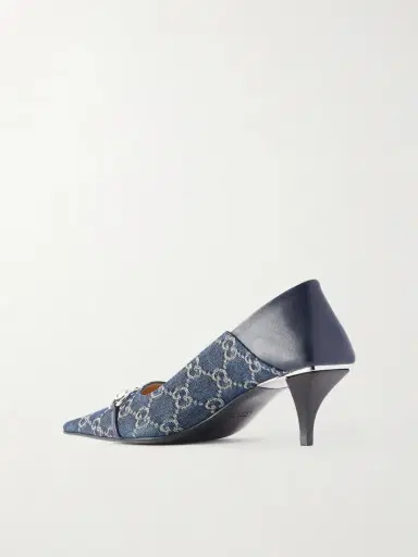 Gucci Vittoria Horsebit-embellished Canvas-jacquard Pumps | Thumbnail 3