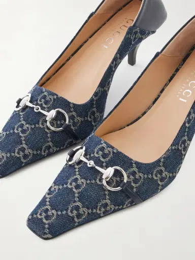 Gucci Vittoria Horsebit-embellished Canvas-jacquard Pumps | Thumbnail 5