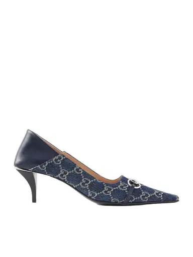 Gucci Vittoria Horsebit-embellished Canvas-jacquard Pumps | Thumbnail 1
