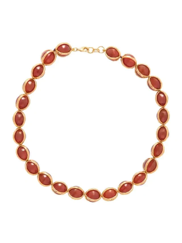 Gold-tone Agate Beaded Necklace