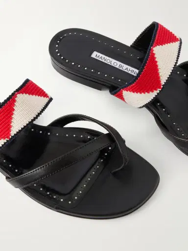 Manolo Blahnik Susastra 10 Leather Woven Sandals | Thumbnail 5