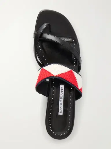 Manolo Blahnik Susastra 10 Leather Woven Sandals | Thumbnail 6