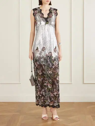 Rabanne Embellished Lace-trimmed Chainmail Midi Dress | Thumbnail 2 Rabanne Embellished Lace-trimmed Chainmail Midi Dress | Thumbnail 2