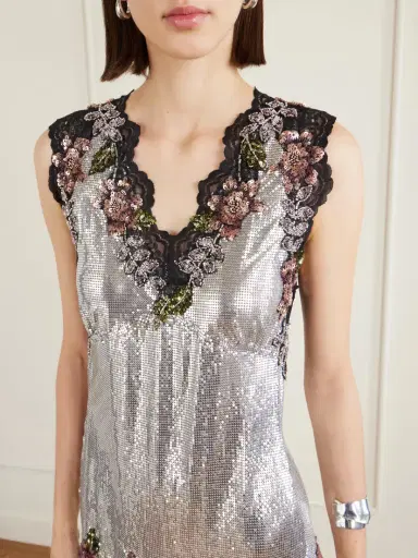 Rabanne Embellished Lace-trimmed Chainmail Midi Dress | Thumbnail 4 Rabanne Embellished Lace-trimmed Chainmail Midi Dress | Thumbnail 4