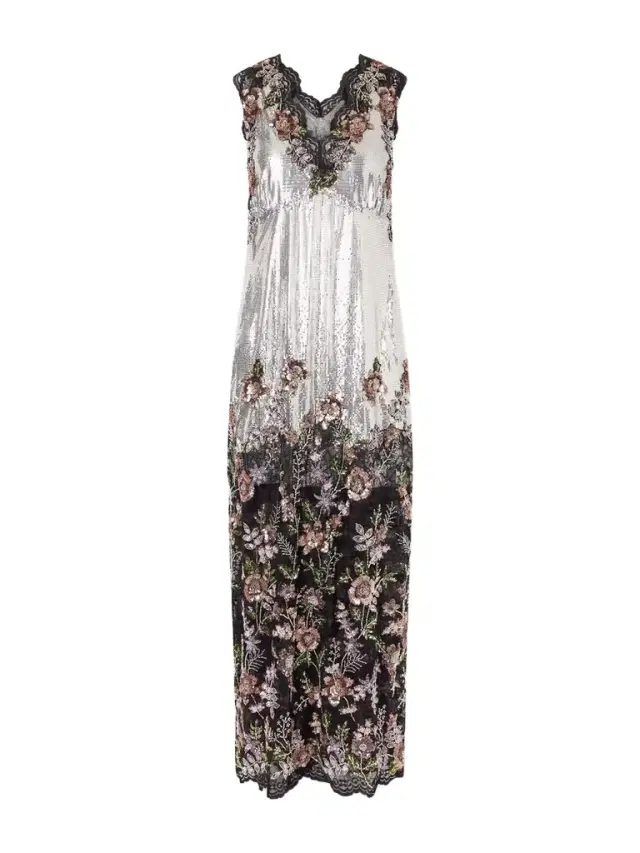 Rabanne Embellished Lace-trimmed Chainmail Midi Dress