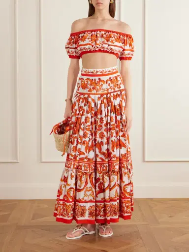 Dolce & Gabbana Cropped Printed Cotton-poplin Top | Thumbnail 2 Dolce & Gabbana Cropped Printed Cotton-poplin Top | Thumbnail 2