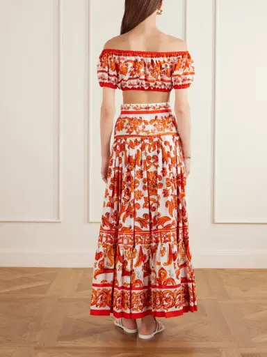 Dolce & Gabbana Cropped Printed Cotton-poplin Top | Thumbnail 3 Dolce & Gabbana Cropped Printed Cotton-poplin Top | Thumbnail 3
