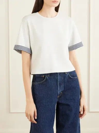 Frame Striped Cuff Pima Cotton T-shirt | Thumbnail 3 Frame Striped Cuff Pima Cotton T-shirt | Thumbnail 3