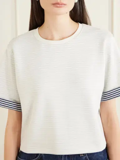 Frame Striped Cuff Pima Cotton T-shirt | Thumbnail 5 Frame Striped Cuff Pima Cotton T-shirt | Thumbnail 5