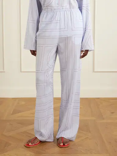 TOTEME Embroidered Lyocell And Cotton-blend Wide-leg Pajama Pants | Thumbnail 3 TOTEME Embroidered Lyocell And Cotton-blend Wide-leg Pajama Pants | Thumbnail 3