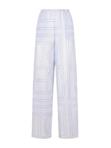 TOTEME Embroidered Lyocell And Cotton-blend Wide-leg Pajama Pants | Thumbnail 1 TOTEME Embroidered Lyocell And Cotton-blend Wide-leg Pajama Pants | Thumbnail 1