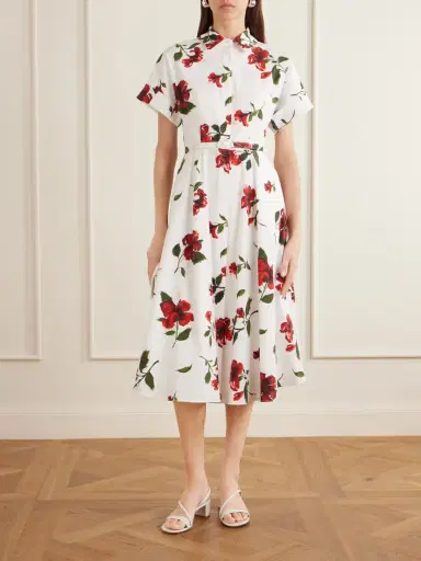 Oscar de la Renta Floral-print Cotton-poplin Midi Dress | Thumbnail 2 Oscar de la Renta Floral-print Cotton-poplin Midi Dress | Thumbnail 2
