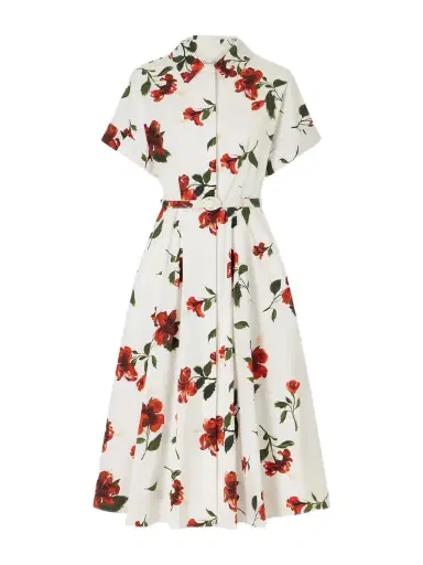 Oscar de la Renta Floral-print Cotton-poplin Midi Dress | Thumbnail 1 Oscar de la Renta Floral-print Cotton-poplin Midi Dress | Thumbnail 1