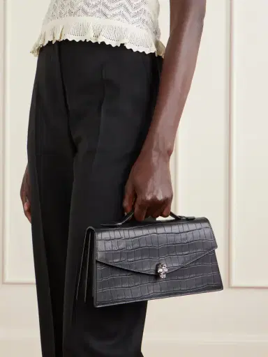 Alexander McQueen Skull Embellished Croc-effect Leather Clutch | Thumbnail 3 Alexander McQueen Skull Embellished Croc-effect Leather Clutch | Thumbnail 3